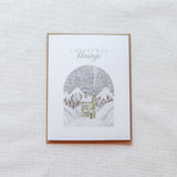 "Christmas Blessings" Snowy Village Christmas Card