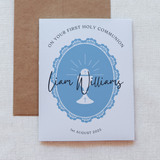 Custom Boys First Holy Communion Card