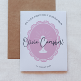 Custom Girls First Holy Communion Card
