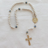 Miraculous Medal White and Blue Bridal Rosary