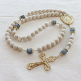 Miraculous Medal White and Blue Bridal Rosary