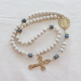 Miraculous Medal White and Blue Bridal Rosary