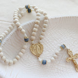 Miraculous Medal White and Blue Bridal Rosary