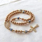 Saint Benedict Gold and Blue Rosary