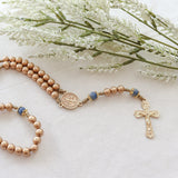 Saint Benedict Gold and Blue Rosary