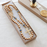 Saint Benedict Gold and Blue Rosary