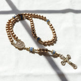 Saint Benedict Gold and Blue Rosary