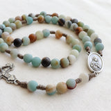 Amazonite Stone Immaculate Heart of Mary Rosary
