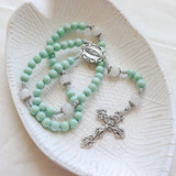 Our Lady of Guadalupe Mint and Silver Rosary