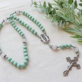 Our Lady of Guadalupe Mint and Silver Rosary