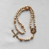 Madonna and Child Cream and Gold Sunflower Rosary