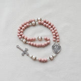 Freshwater Pearl Miraculous Medal Pink Rosary