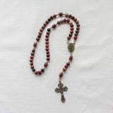 Saint Michael Red Creek Jasper Stone Rosary