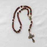 Saint Michael Red Creek Jasper Stone Rosary