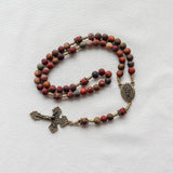 Saint Michael Red Creek Jasper Stone Rosary