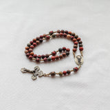 Saint Michael Red Creek Jasper Stone Rosary