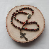 Saint Michael Red Creek Jasper Stone Rosary