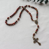 Saint Michael Red Creek Jasper Stone Rosary