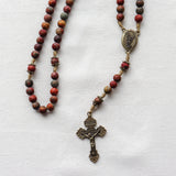 Saint Michael Red Creek Jasper Stone Rosary