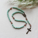 Our Lady of Guadalupe Mint Wood and Peach Rosary