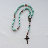 Our Lady of Guadalupe Mint Wood and Peach Rosary