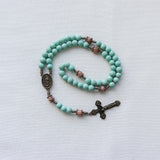 Our Lady of Guadalupe Mint Wood and Peach Rosary
