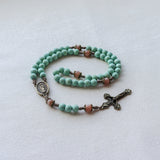 Our Lady of Guadalupe Mint Wood and Peach Rosary