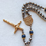 Saint Benedict Stainless Steel Gold Rosary