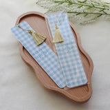 Blue Gingham Double-Sided Tassel Bookmark