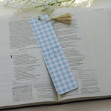 Blue Gingham Double-Sided Tassel Bookmark