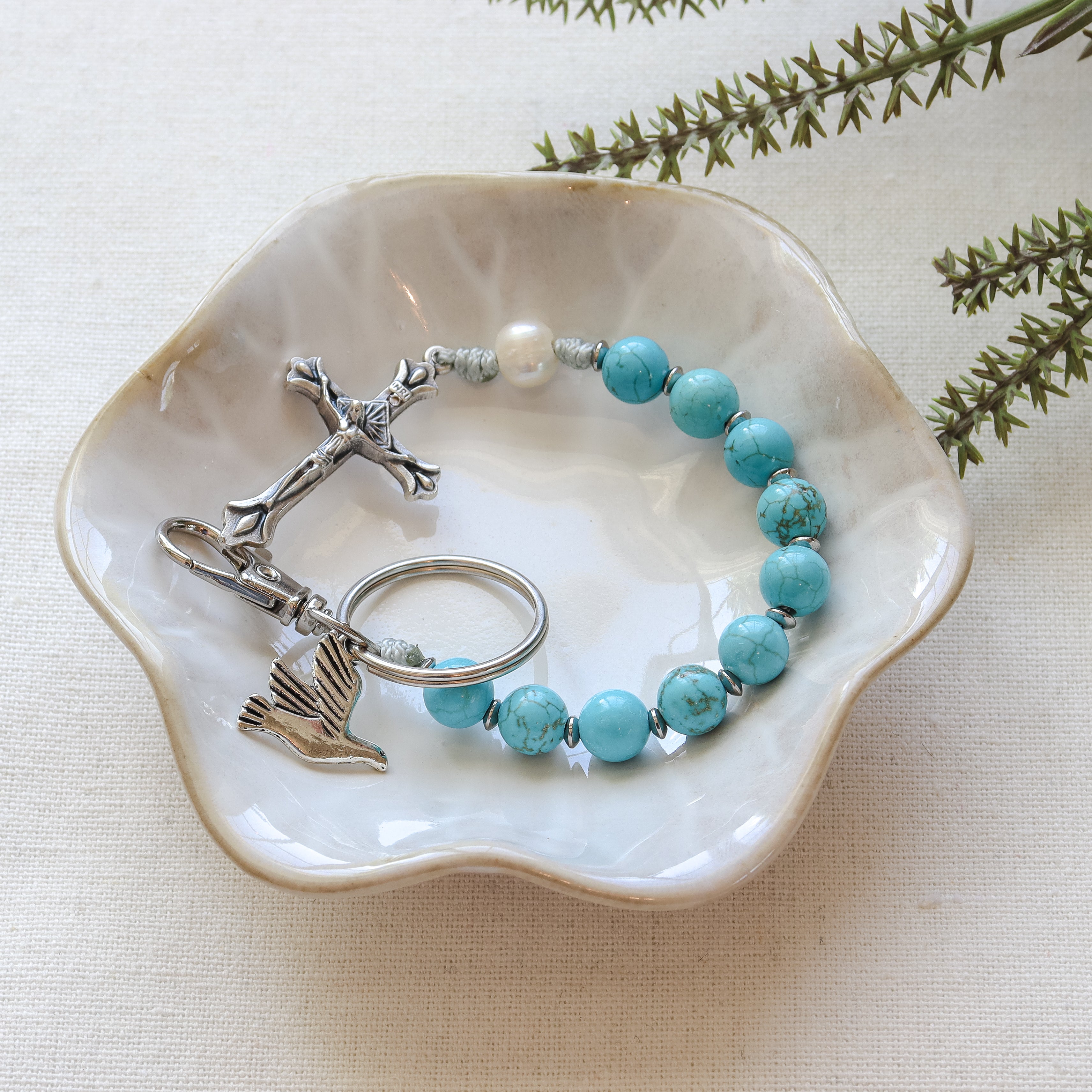 Silver Rosary Keychains