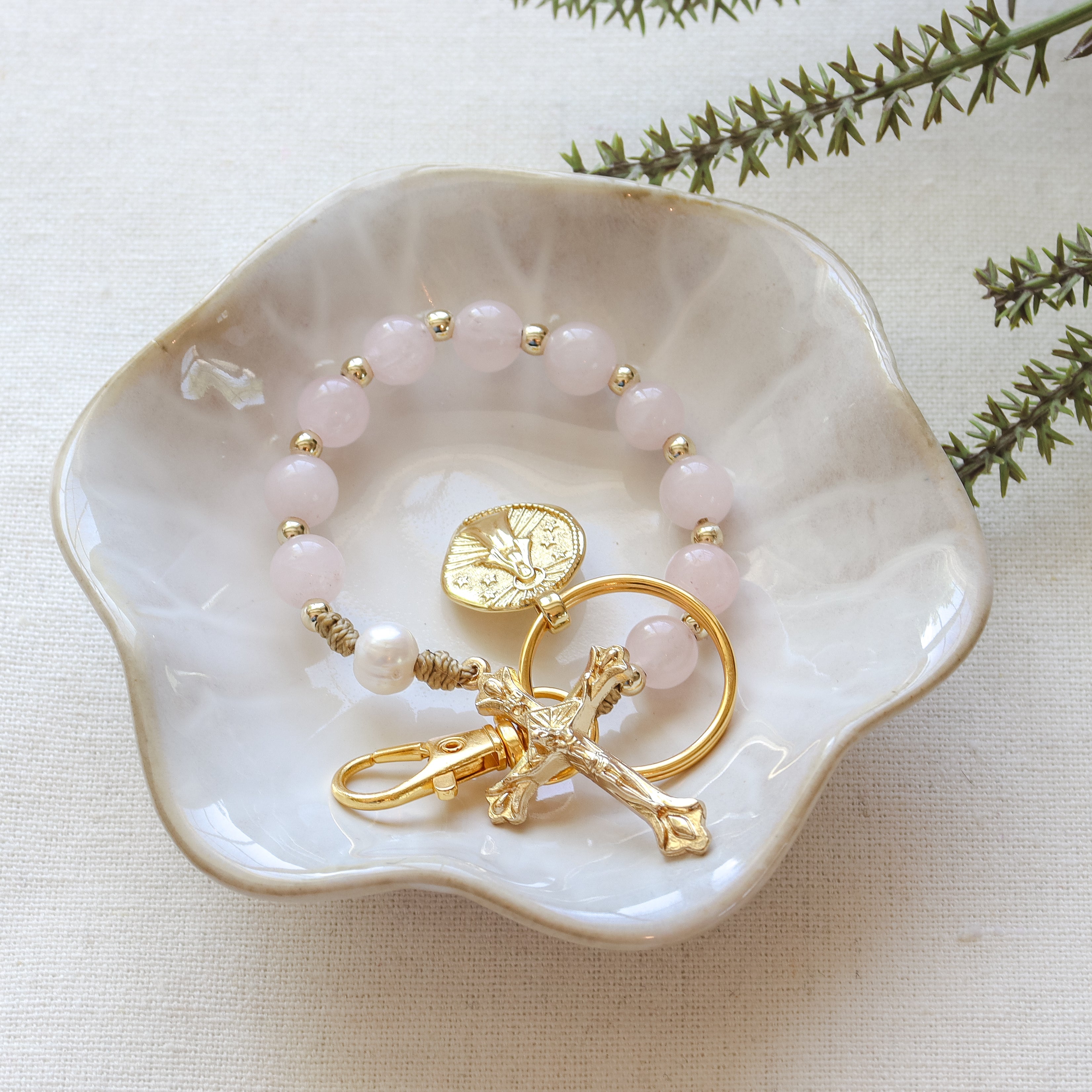 Gold Rosary Keychains