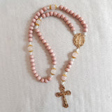 Miraculous Medal Pink and Gold Rosary