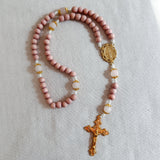 Miraculous Medal Pink and Gold Rosary