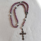 Communion Cup Purple Wood and Rose Quartz Rosary