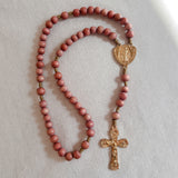 Ultra Lightweight Orange Wood and Gold Rosary