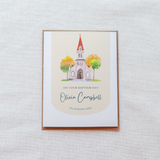 Custom Baptism Card Watercolor Church
