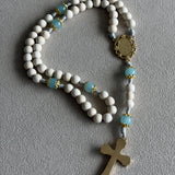 Our Lady of Guadalupe White and Aqua Rosary