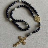 Miraculous Medal Black Wood Rosary