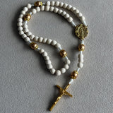 Miraculous Medal White Wood Rosary