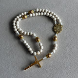 Miraculous Medal White Wood Rosary