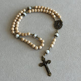 Fatima Wood and Pearl Rosary