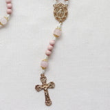 Miraculous Medal Pink and Gold Rosary