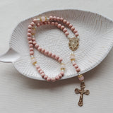 Miraculous Medal Pink and Gold Rosary