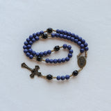 Saint Michael Navy Blue Wood and Onyx Rosary