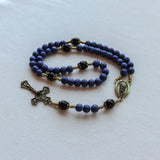 Saint Michael Navy Blue Wood and Onyx Rosary