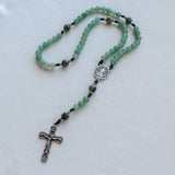 St Benedict Green Aventurine and Turquoise Stone Rosary