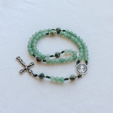 St Benedict Green Aventurine and Turquoise Stone Rosary