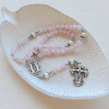 Our Lady of Guadalupe Rose Quartz and Pearl Rosary
