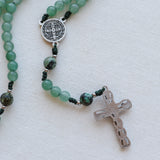 St Benedict Green Aventurine and Turquoise Stone Rosary